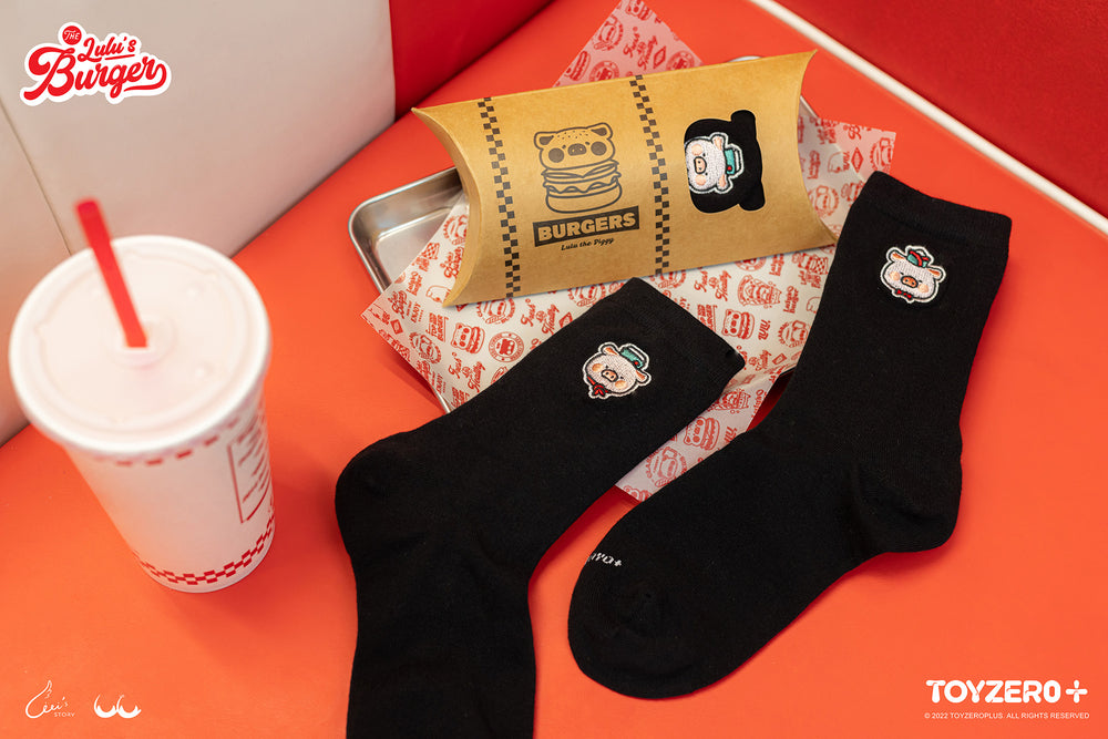 LuLu The Piggy Burger - Socks (Black/White)